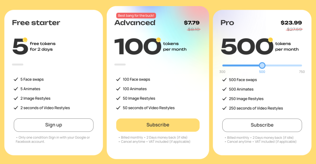 Unboring by Reface pricing plans